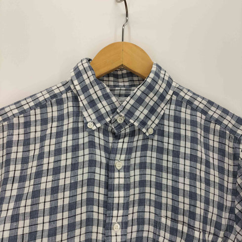 ユナイテッドアローズグリーンレーベルリラクシング UNITED ARROWS green label relaxing フレンチリネン チェックシャツ ボタンダウン メンズ JPN:M